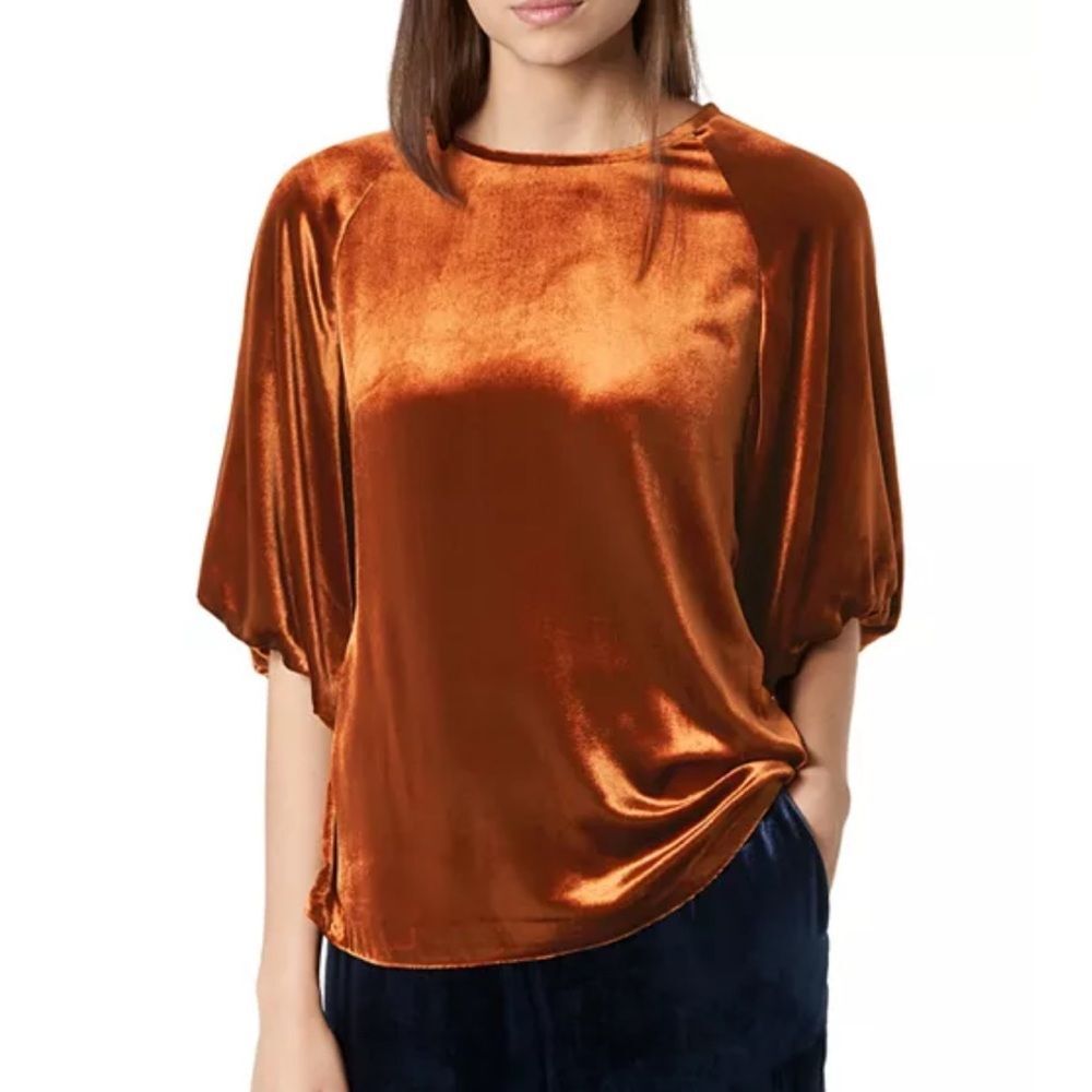 L.K.Bennett Noemi Velvet Top in Rust Size 6